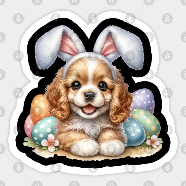 Puppy Cocker Spaniel Bunny Ears Easter Eggs Happy Easter Day Sticker by cyberpunk art